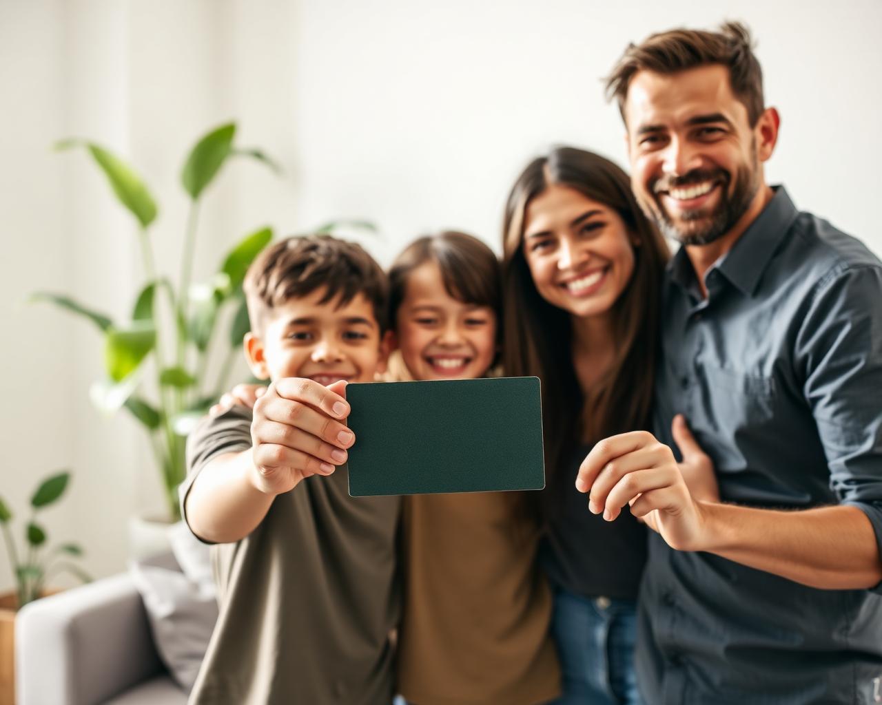 Família feliz com cartão IBIMED+